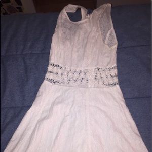 White Free People Lace Dress with Flower Cutout